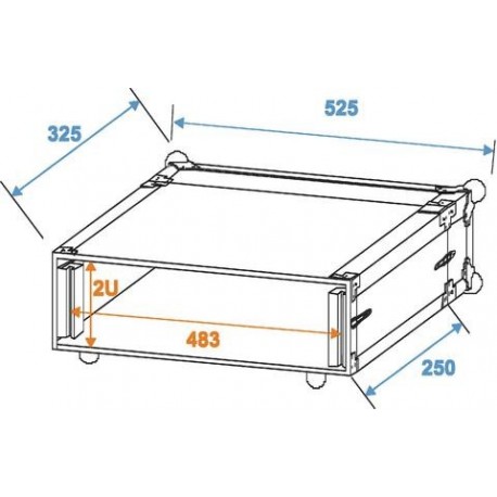 Flightcase rack  CO DD, 2U, 24cm adancime, negru, Roadinger 30107190