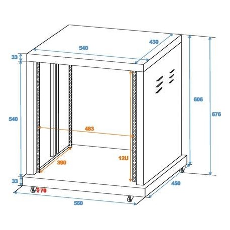 Rack 12U ROADINGER Steel rack SR-19, 12U