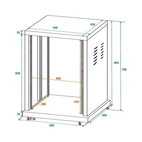 Rack 14U ROADINGER Steel rack SR-19, 14U