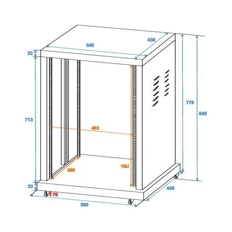 Rack 16U ROADINGER Steel rack SR-19, 16U