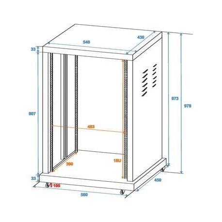 Rack 18U ROADINGER Steel rack SR-19, 18U