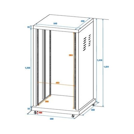 Rack 30U ROADINGER Steel rack SR-19, 30U