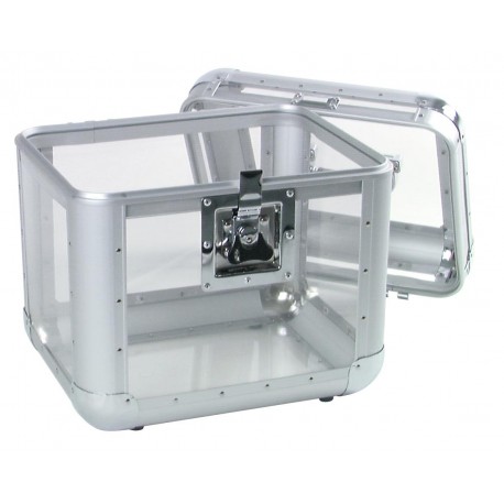 Flightcase din aluminiu pentru 80 LP-uri (discuri vinil), acril transparent, Roadinger 30110038
