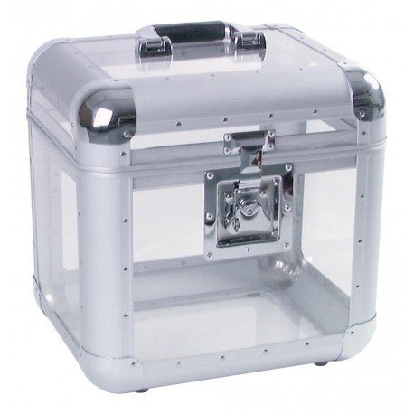 Flightcase din aluminiu pentru 80 LP-uri (discuri vinil), acril transparent, Roadinger 30110038