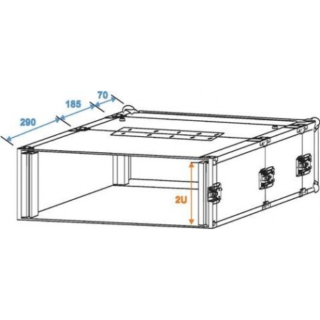 Flightcase 2U pentru cd-player dublu, negru, Roadinger 30124550