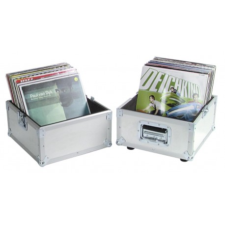 Flightcase din aluminiu pentru 100 LP-uri (discuri vinil), argintiu, Roadinger 30110025