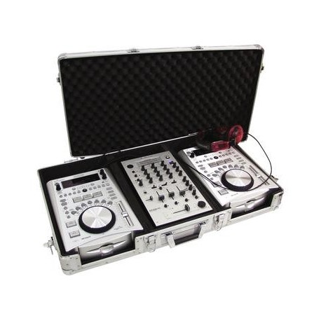 Flightcase pentru 2 cd-playere si o consola 10Â¨, argintiu, Roadinger DIGI-1 SIL (30125340)
