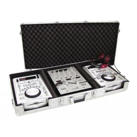 Flightcase pentru 2 cd-playere si o consola 12Â¨, argintiu, Roadinger DIGI-1/12 SIL (30125345)