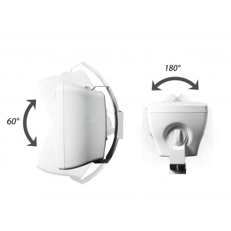 Set 2 boxe de perete 4Â¨, rezistente la intemperii (IP65), 100V sau 8 ohm, 16W RMS, albe, Omnitronic OD-4T WHITE (11036915)