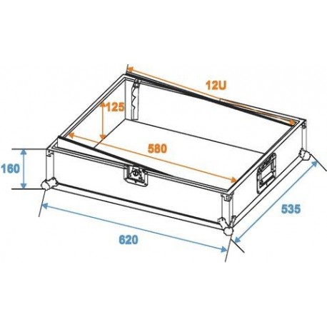 Flightcase pentru mixer 12U, negru, variabil, Roadinger Mixer case Pro MCV-19 variable bk 12U (3011157D)