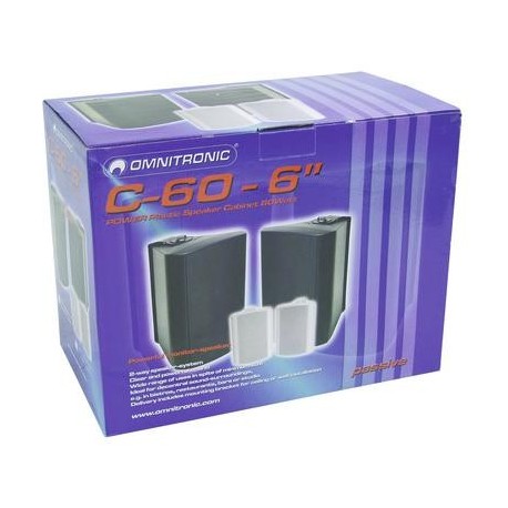 Pereche de boxe de perete 6,5Â¨, 2 cai, 50W RMS, negre, Omnitronic C-60 black 2x