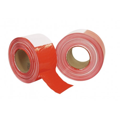 Banda adeziva de marcaj, rosu cu alb, Barrier tape red/wh 500mx75mm 3000596K