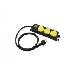 Prelungitor 3 socluri, IP44, negru, 1,5 m, switch, Eurolite Distributor 3-fold IP44 bk 1.5m (30240115)