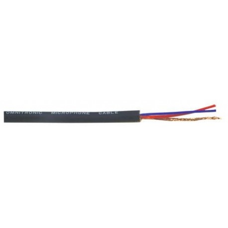 Rola 100m cablu negru de microfon 2x0.22, balansat, Omnitronic 30300753