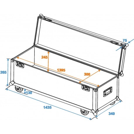 Flightcase universal Profi 140x30x30cm, cu roti, Roadinger 30126830