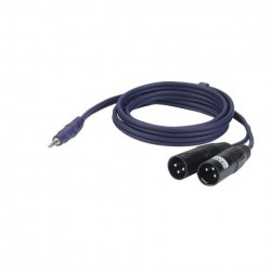 Cablu audio Jack 3.5 stereo la 2 XLR tata (3 poli, balansat), DAP Audio FL-46150-1.5m