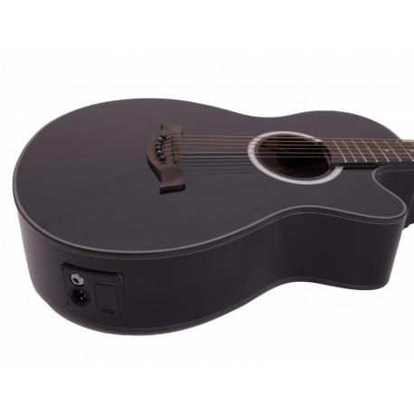Chitara western decupata cu pickup, culoare neagra, Dimavery AW-400BK