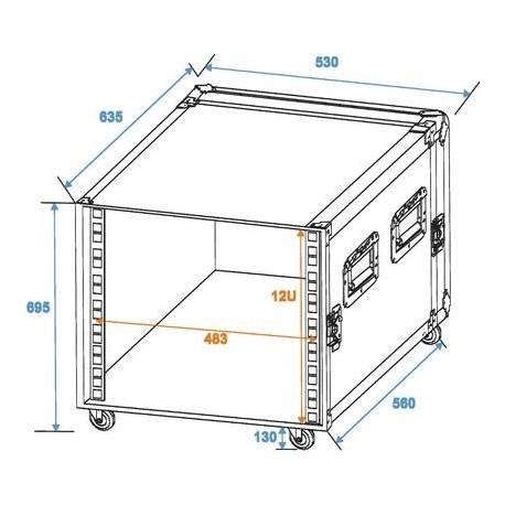 Flightcase/rack Profi KM 12U 55cm cu roti, Roadinger 30109196
