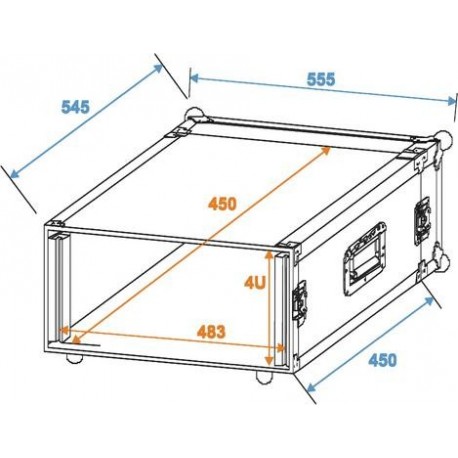 Flightcase/rack Profi 4U 45cm, Roadinger 30109100