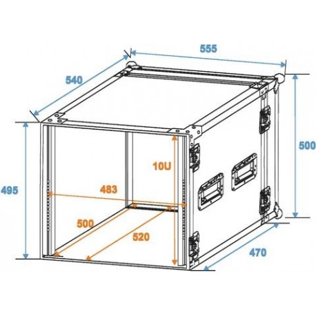 Flightcase/rack Profi 10U 45cm, Roadinger 30109115