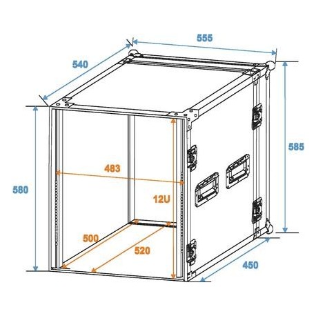 Flightcase/rack Profi 12U 45cm, Roadinger 30109120