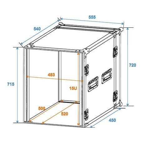 Flightcase/rack Profi 15U 45cm, Roadinger 30109125