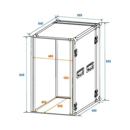 Flightcase/rack Profi 18U 45cm, Roadinger 30109130