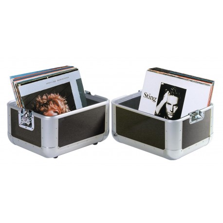 Flightcase din aluminiu pentru 80 LP-uri (discuri vinil), negru, Roadinger 30110030