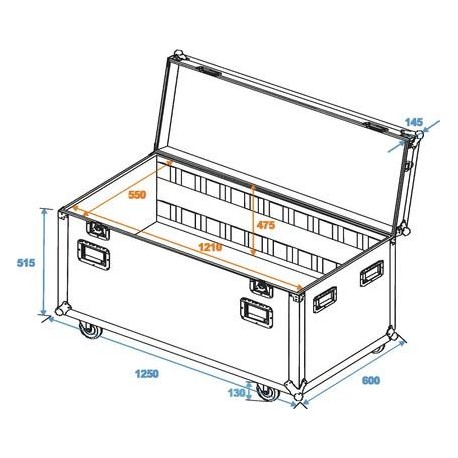 Flightcase universal de 120cm cu roti, Roadinger 30126410