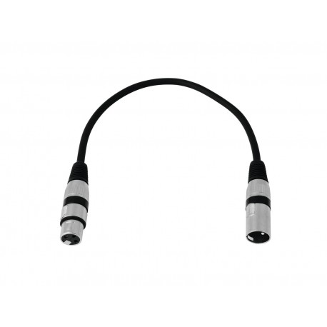 Cablu XLR mama - XLR tata, 3 pini, 0,2m, negru, Omnitronic