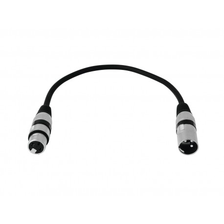 Cablu XLR mama - XLR tata, 3 pini, 0,2m, negru, Omnitronic