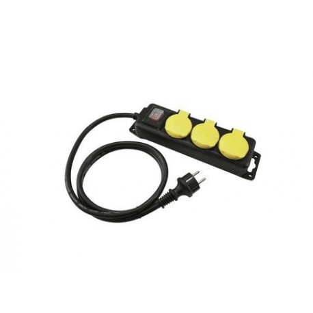 Prelungitor 3 socluri, IP44, negru, 5 m, switch, Eurolite Distributor 3-fold IP44 bk 5m