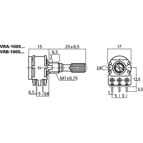 Potentiometru stereo Monacor VRA-100S50