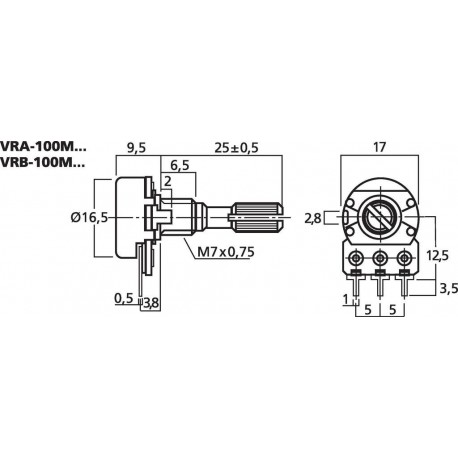 Potentiometru mono Monacor VRA-100M20