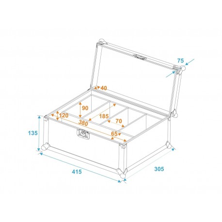 Flightcase 4x AKKU Flat Light 1 Roadinger