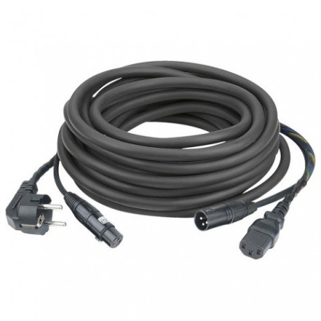 Cablu combi Schuko/XLR mama la IEC/XLR tata, 10 m Audio / Power, Black jacket, DAP-Audio FP-0810B-10m