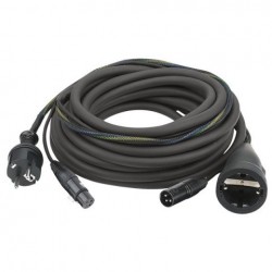 Cablu combi Schuko/XLR mama la Schuko/XLR tata, 20 m Audio / Power, Black jacket, DAP-Audio FP-0920B-20m