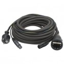 Cablu combi Schuko/XLR mama la Schuko/XLR tata, 20 m Audio / Power, Black jacket, DAP-Audio FP-0920B-20m