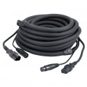 Cablu combi IEC/XLR tata la IEC/XLR mama, 10 m DMX / Power, Black jacket, DAP-Audio FP-1210B-10m