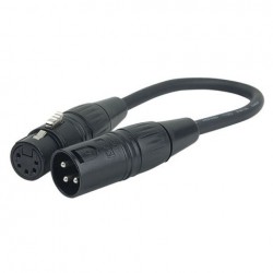 Cablu DMX XLR tata 3 pini la XLR mama 5 pini, 0.25 m, DAP-Audio FLA-37-0.25m