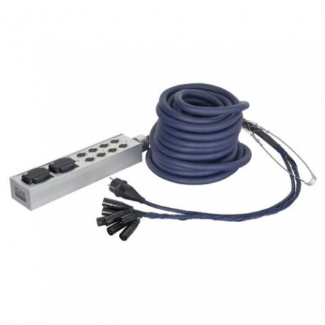 Cablu multicore 8 XLR tata,/Schuko la 8 XLR mama/2 Schuko mama, 15 m, DAP-Audio D-950815-15m.