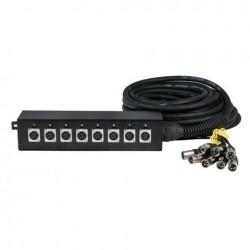 Cablu multicore Cobra,8 XLR tata la 8 XLR mama,3 pini, 10 m Black, DAP-Audio D-951610-10m.