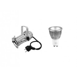 Set PAR-16 Spot sil + GU-10 230V COB 7W 3000K Eurolite