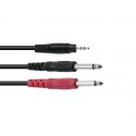 Cablu audio Jack 3.5 stereo la 2 Jack 6.3 mono Omnitronic 30225234