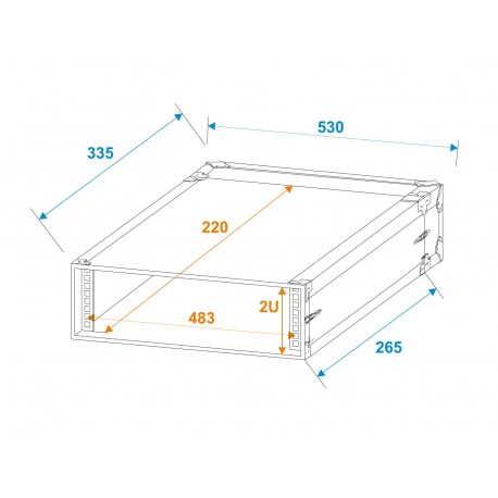 Flightcase/rack Profi 2U 25cm, Roadinger 30109161
