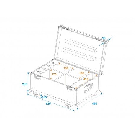 Case Roadinger Flightcase 4x AKKU UP-4 QuickDMX with charging function
