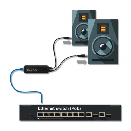 Adaptor iesire analog cu 2 canale  pentru interfata Dante Avio ADP-DAO-0X2