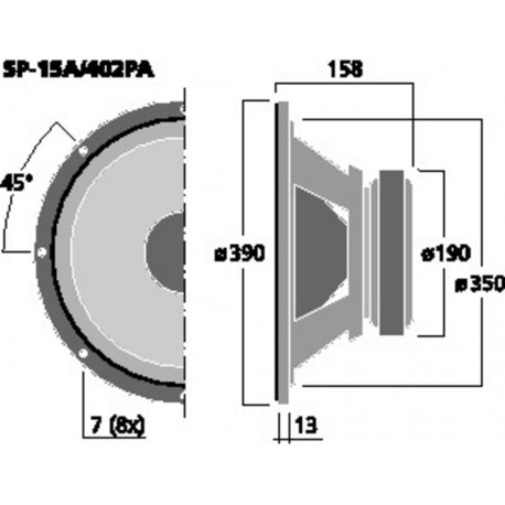 Difuzor bass Monacor SP-15A/402PA