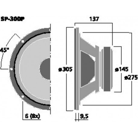 Difuzor bass Monacor SP-300P