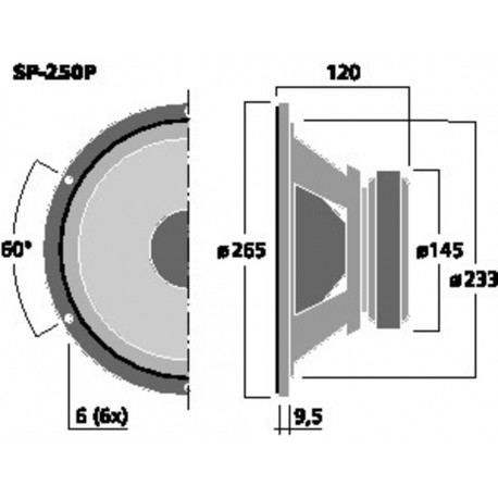 Difuzor bass Monacor SP-250P